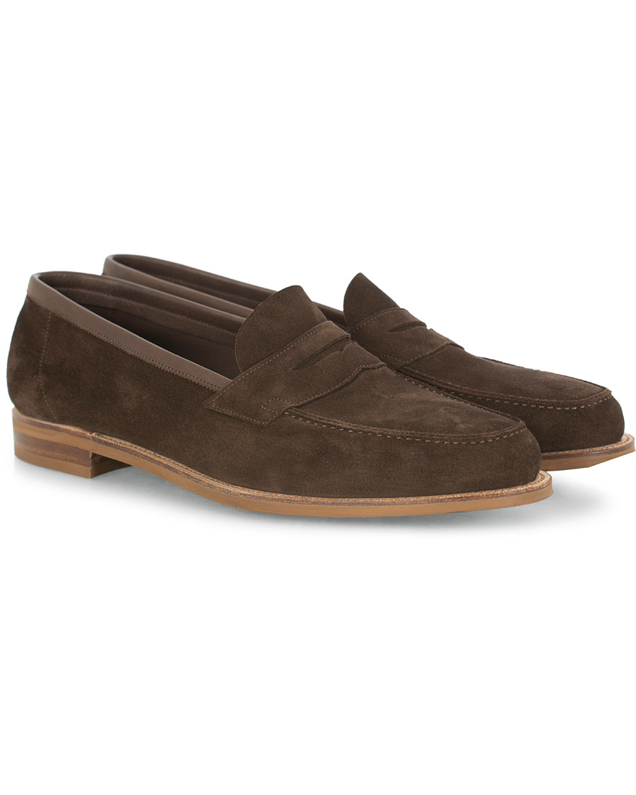 Homme | Edward Green Duke Unlined Penny Loafer Mocha Suede | Edward Green | Duke Unlined Penny Loafer Mocha Suede
