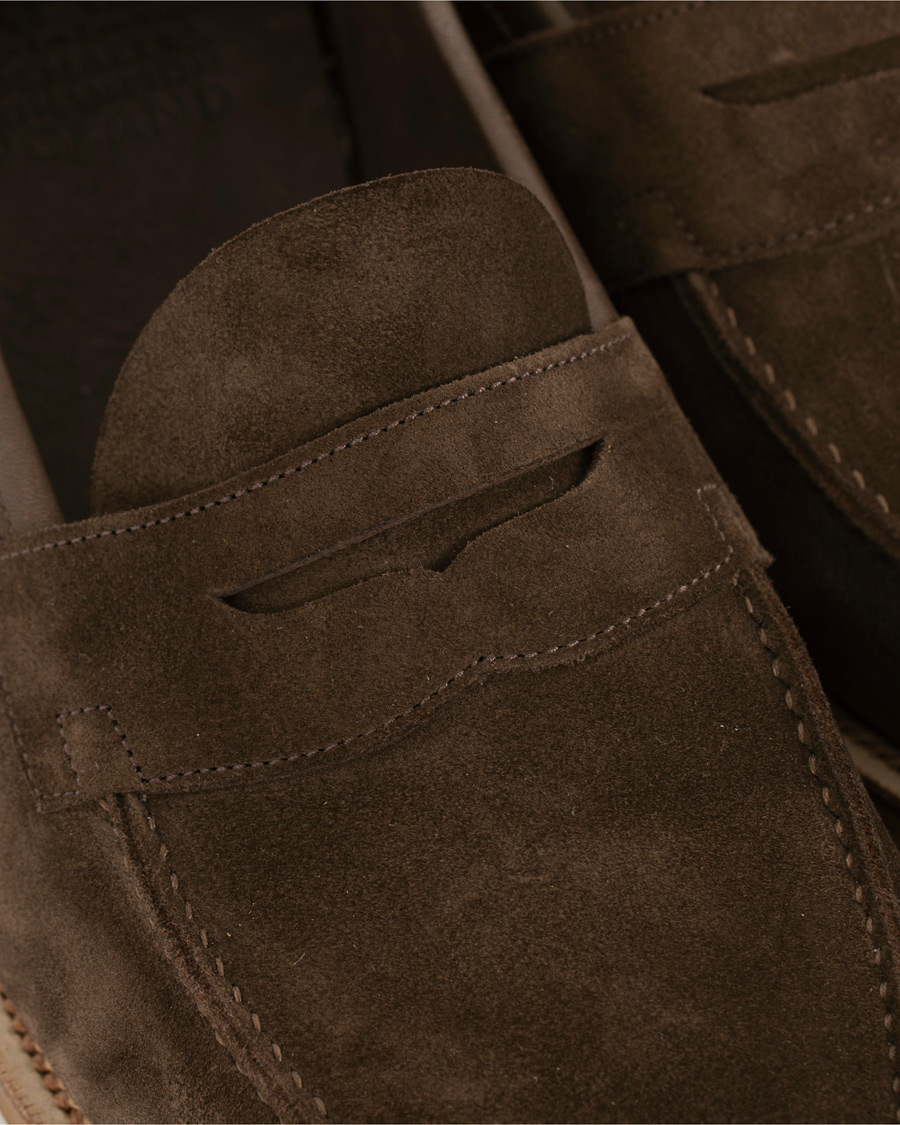 Homme | Edward Green Duke Unlined Penny Loafer Mocha Suede | Edward Green | Duke Unlined Penny Loafer Mocha Suede
