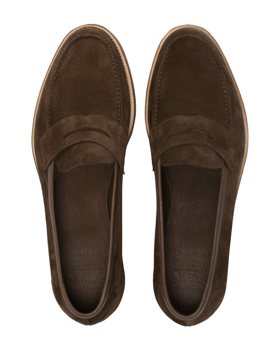 Homme | Edward Green Duke Unlined Penny Loafer Mocha Suede | Edward Green | Duke Unlined Penny Loafer Mocha Suede