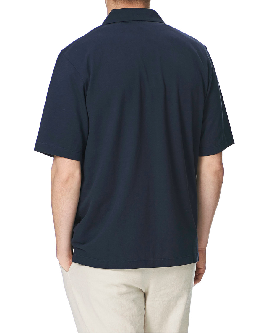 Homme | Chemises | Sunspel | Short Sleeve Pique Shirt Navy