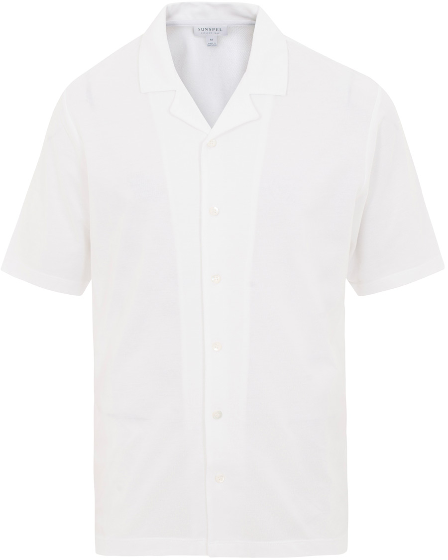Homme | Chemises | Sunspel | Short Sleeve Pique Shirt White
