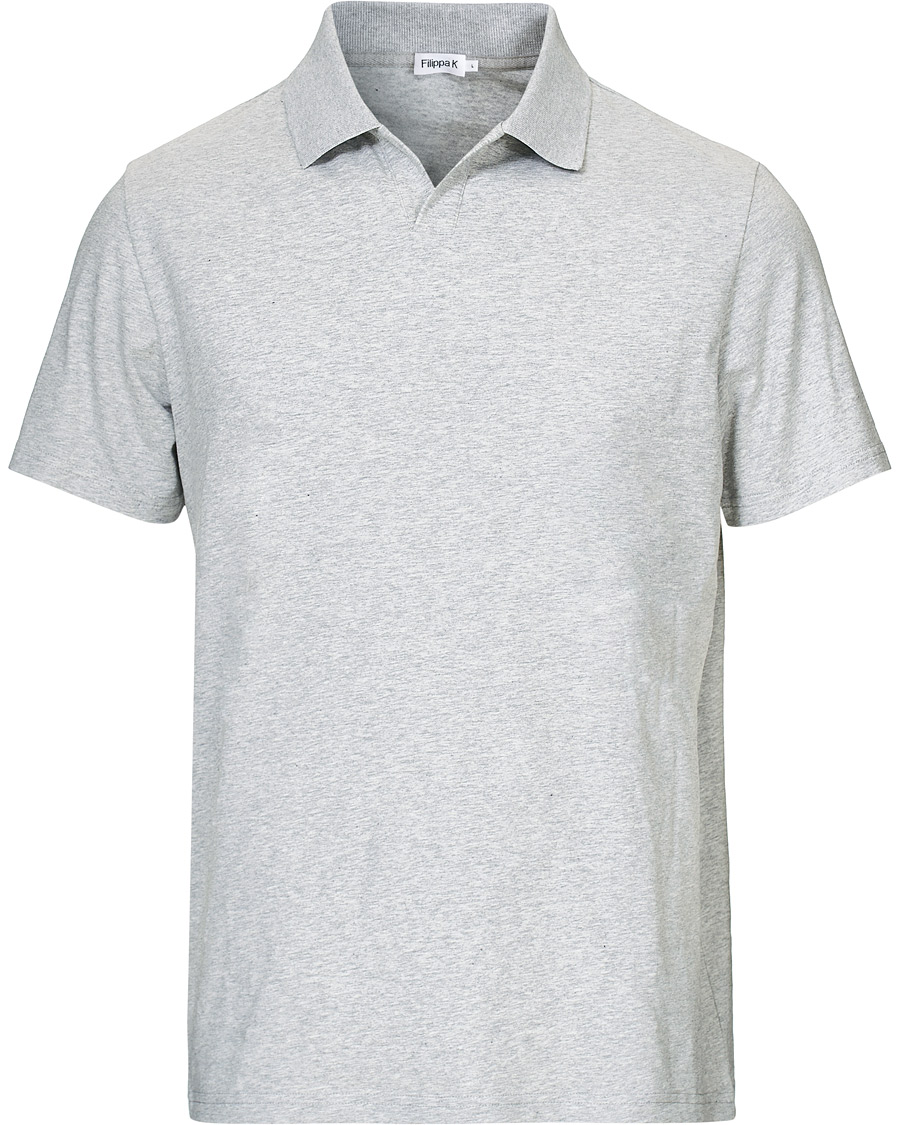 Homme | Polos | Filippa K | Soft Lycra Polo T-Shirt Light Grey Melange
