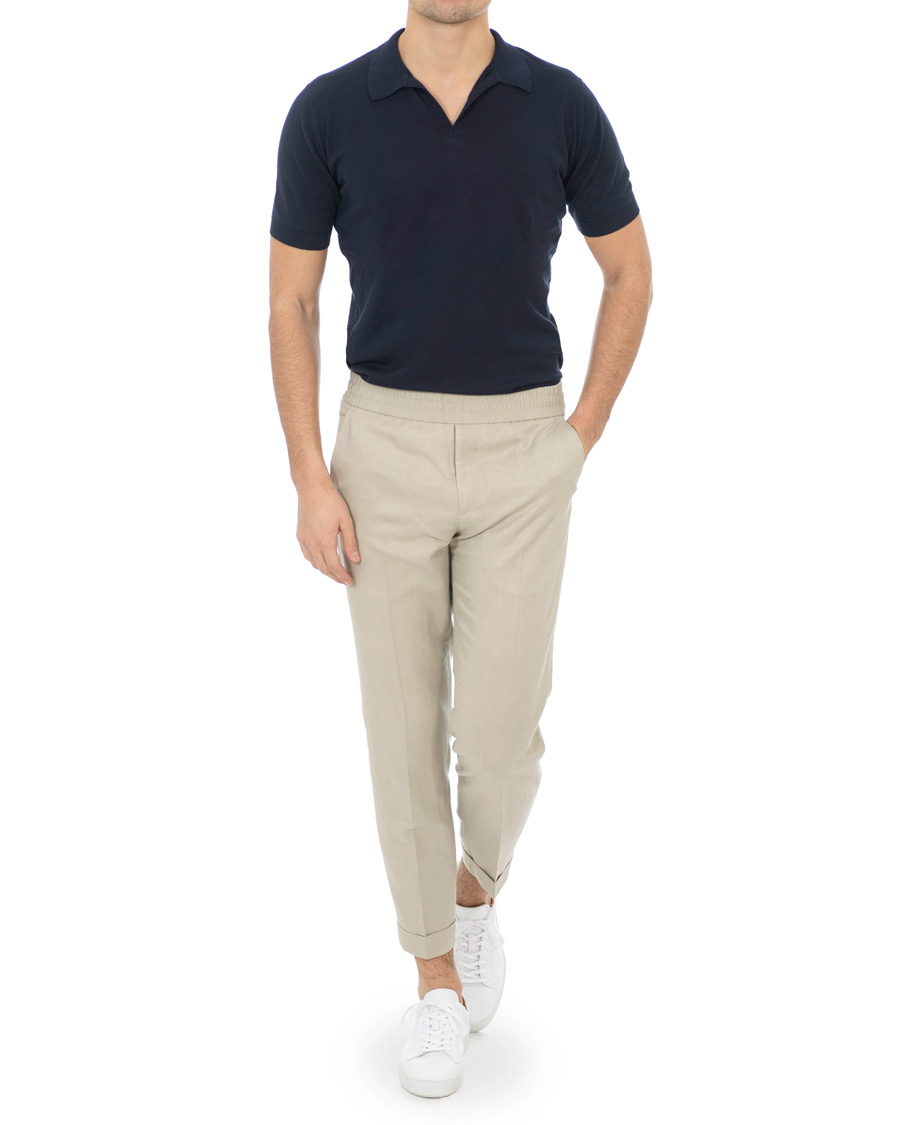 Heren | Broeken | Filippa K | Terry Cropped Linen Slacks Khaki