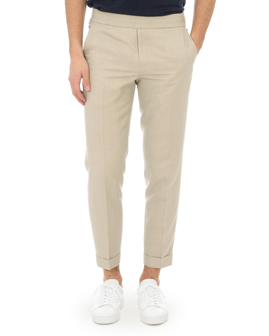 Heren | Broeken | Filippa K | Terry Cropped Linen Slacks Khaki