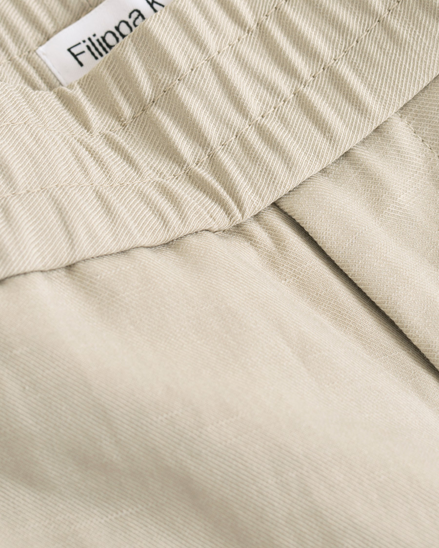 Heren | Broeken | Filippa K | Terry Cropped Linen Slacks Khaki