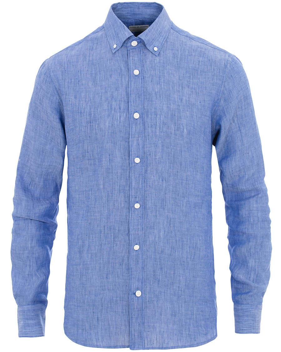 Homme | Chemises | Tiger of Sweden | Fenald Button Down Linen Shirt Blue