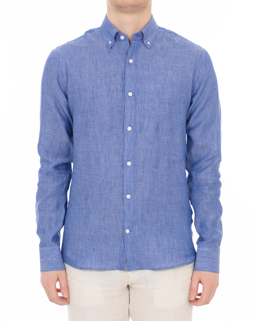Homme | Chemises | Tiger of Sweden | Fenald Button Down Linen Shirt Blue
