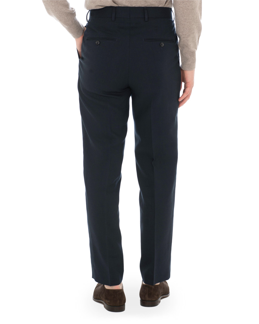Heren | Broeken | Tiger of Sweden | Trolosa Double Pleated Linen Trousers Navy