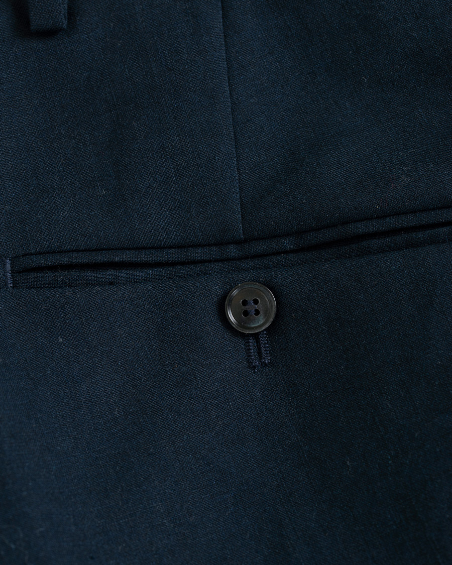 Heren | Broeken | Tiger of Sweden | Trolosa Double Pleated Linen Trousers Navy
