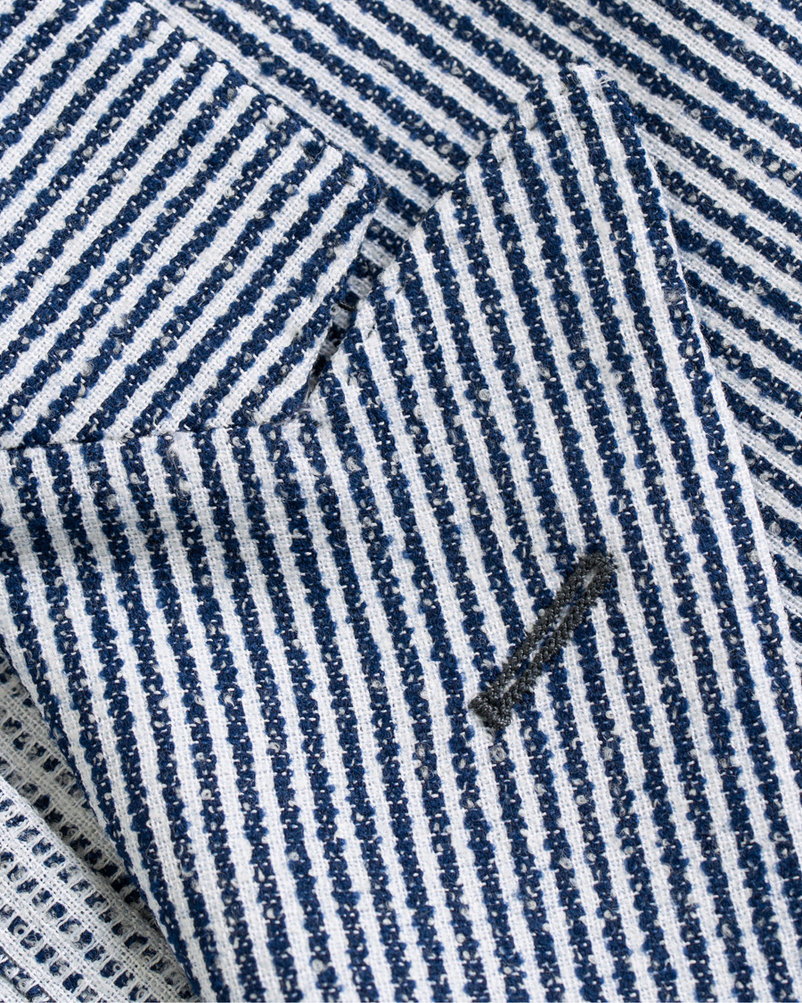 Homme | Blazers | Boglioli | K Jacket Wool/Cotton Seersucker Blazer Blue/White