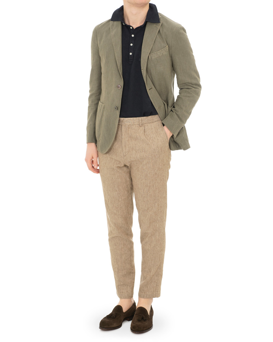 Heren | Blazers | Boglioli | K Jacket Cotton/Linen Herringbone Blazer Green