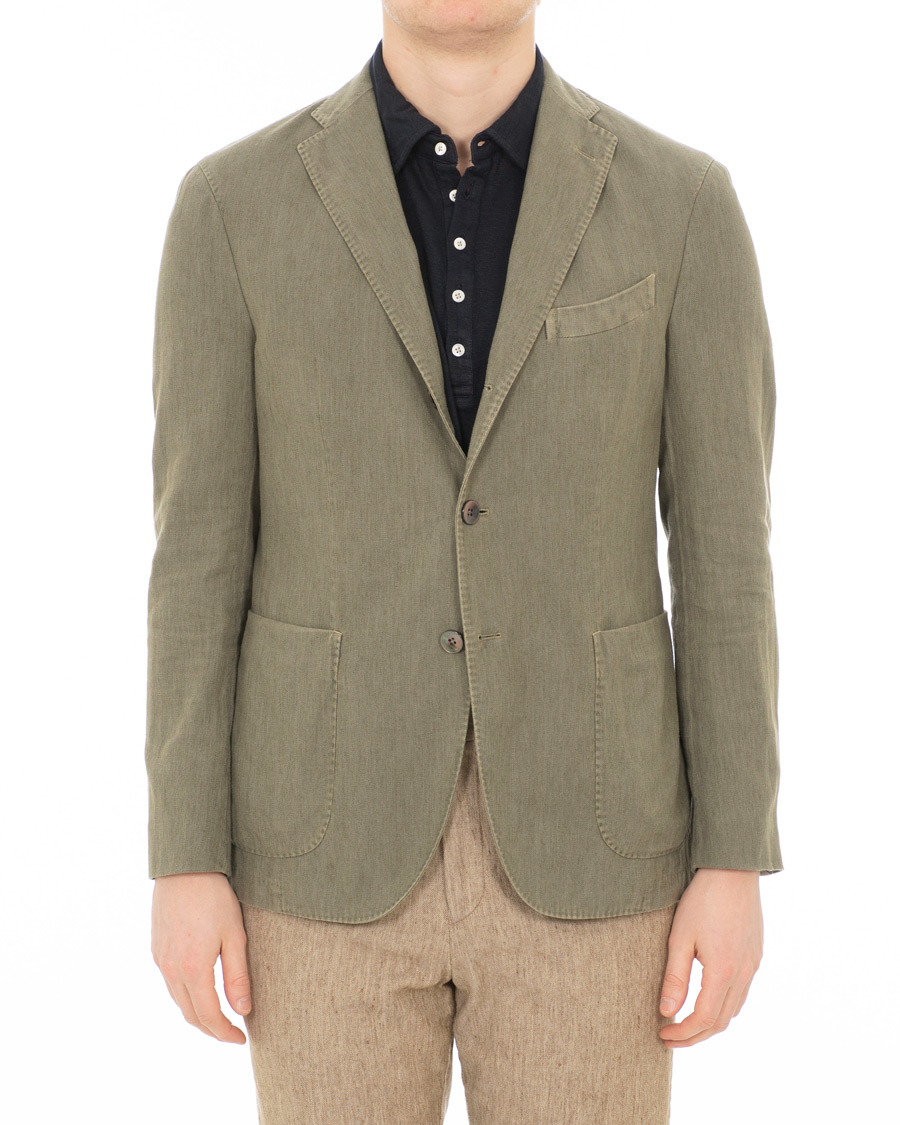 Heren | Blazers | Boglioli | K Jacket Cotton/Linen Herringbone Blazer Green