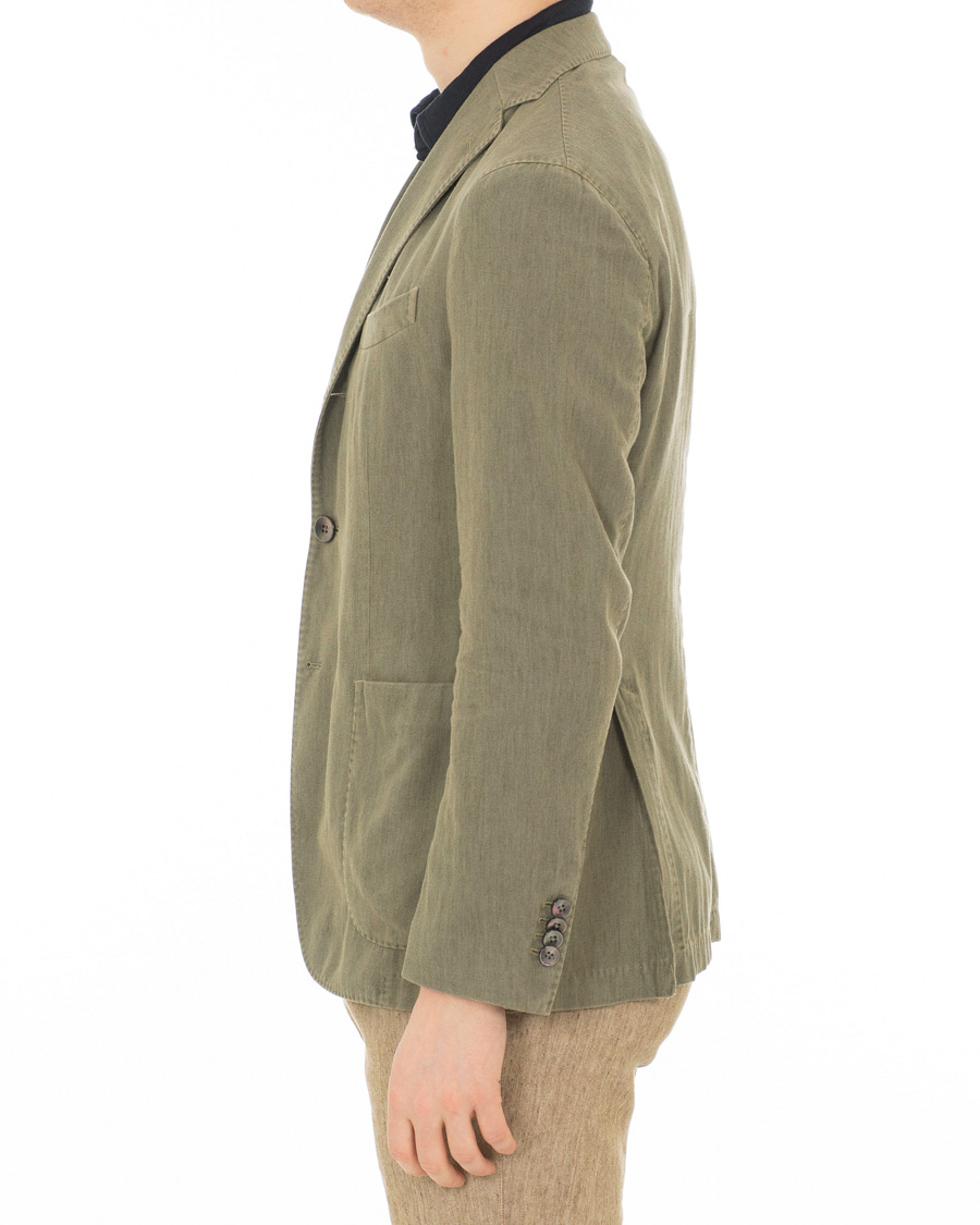 Heren | Blazers | Boglioli | K Jacket Cotton/Linen Herringbone Blazer Green