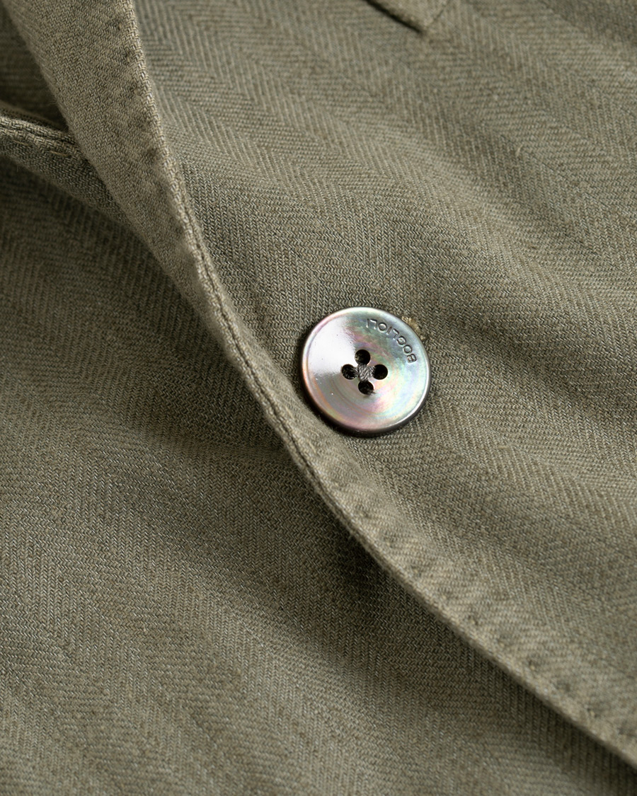 Heren | Blazers | Boglioli | K Jacket Cotton/Linen Herringbone Blazer Green