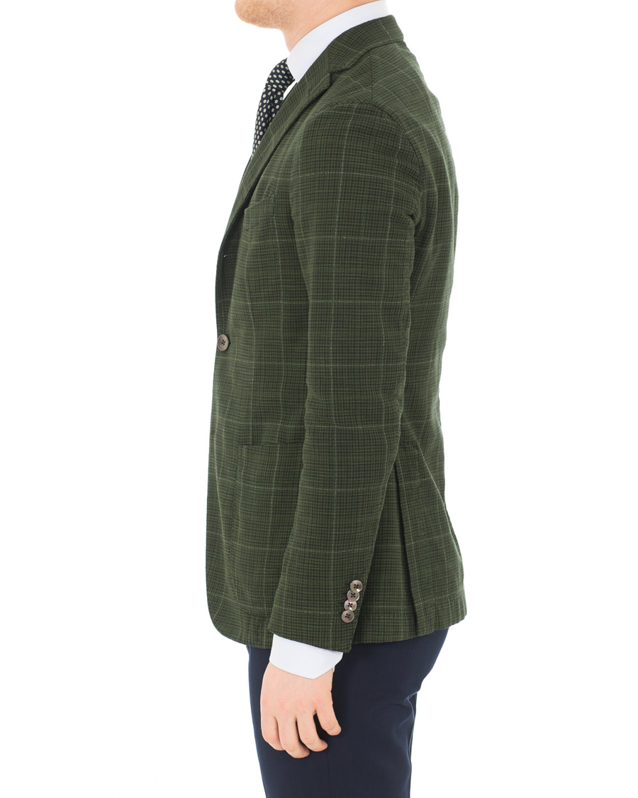 Homme | Blazers | Boglioli | K Jacket Cotton/Silk Houndstooth Overcheck Blazer Green