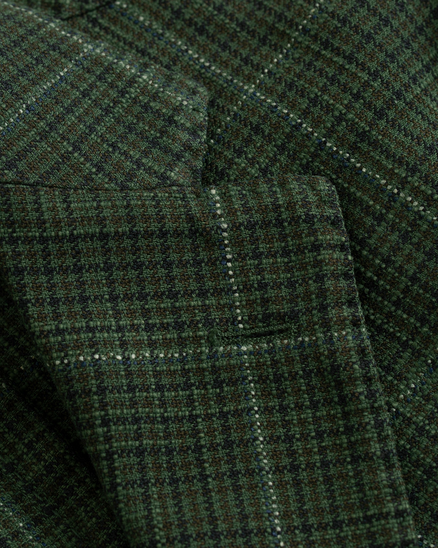 Homme | Blazers | Boglioli | K Jacket Cotton/Silk Houndstooth Overcheck Blazer Green