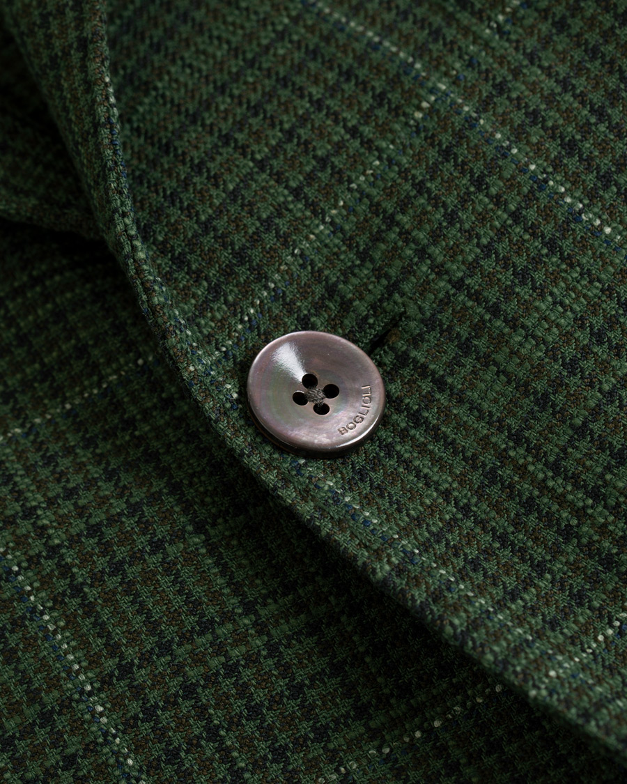 Homme | Blazers | Boglioli | K Jacket Cotton/Silk Houndstooth Overcheck Blazer Green