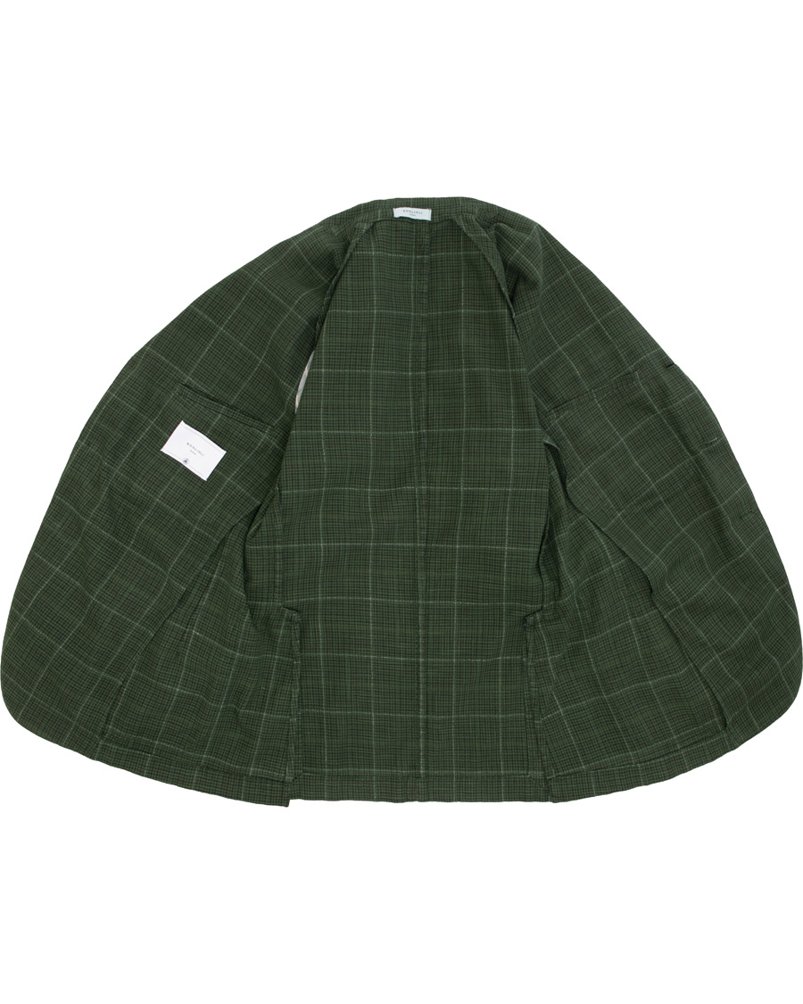 Homme | Blazers | Boglioli | K Jacket Cotton/Silk Houndstooth Overcheck Blazer Green