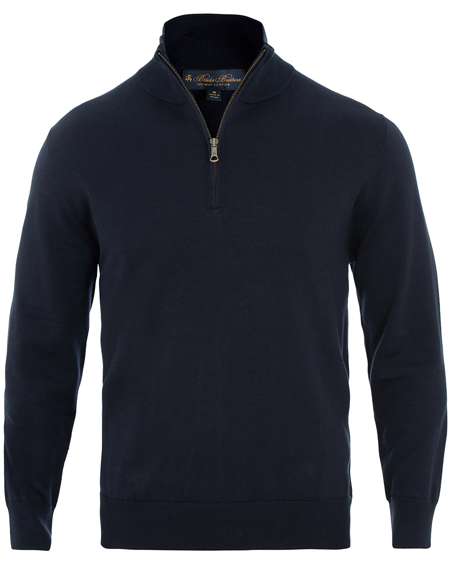 Homme | Pulls Et Tricots | Brooks Brothers | Cotton Half Zip Sweater Navy