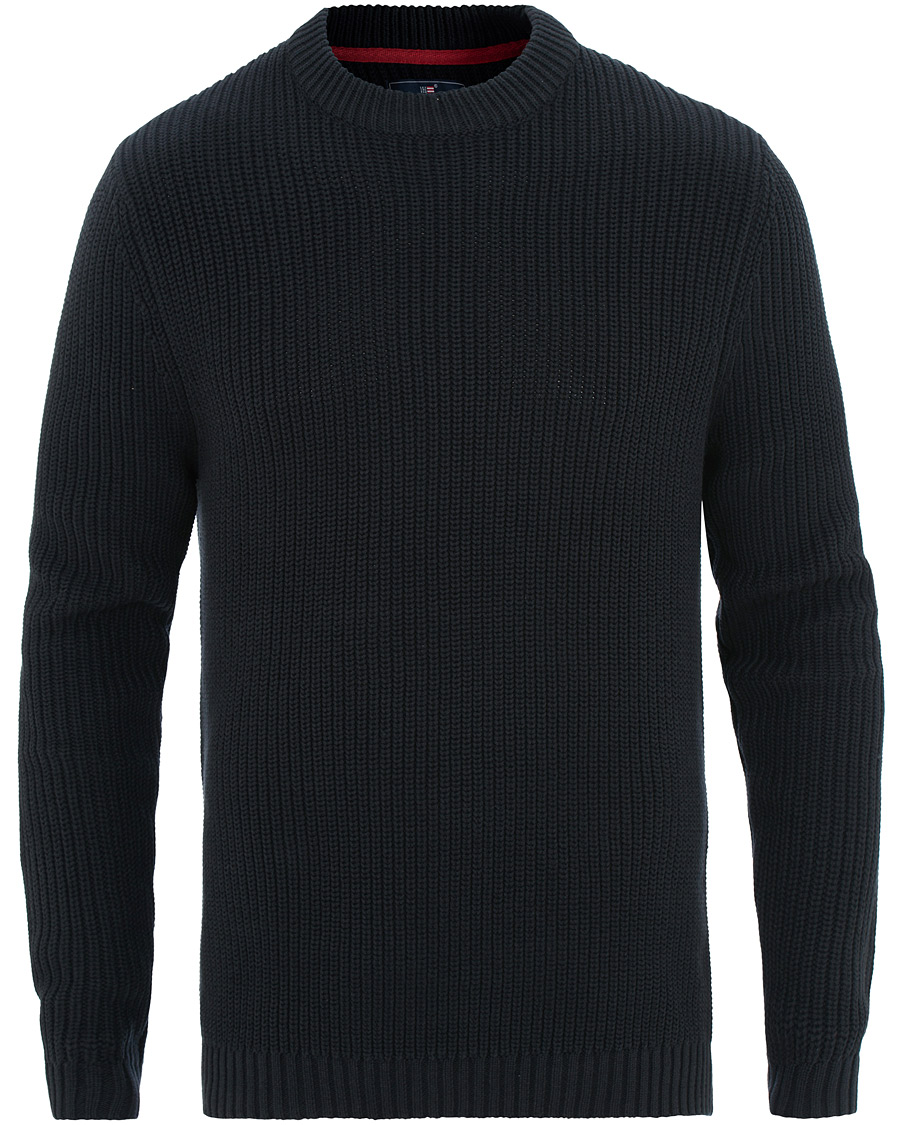 Heren | Truien | Lexington | Herman Ribbed Crew Neck Deep Marine Blue