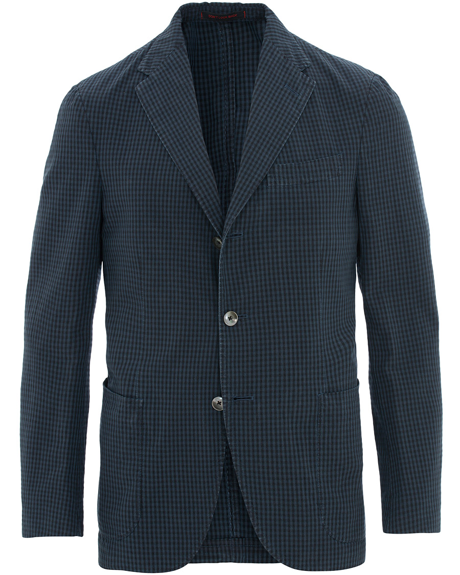 Homme | Blazers | The Gigi | Art Tonal Micro Check Blazer Dark Blue
