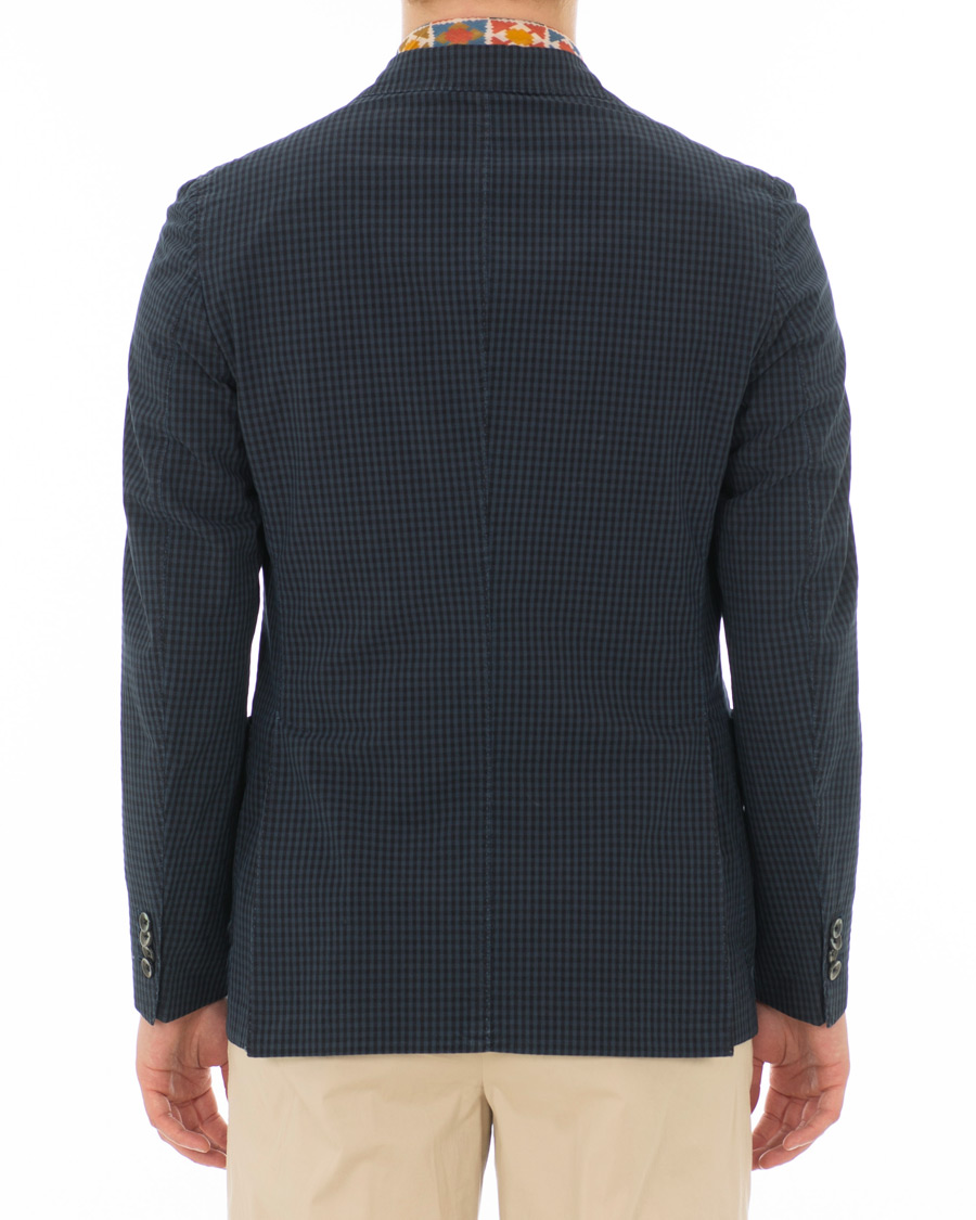 Homme | Blazers | The Gigi | Art Tonal Micro Check Blazer Dark Blue