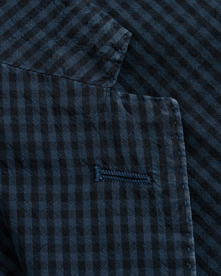 Homme | Blazers | The Gigi | Art Tonal Micro Check Blazer Dark Blue