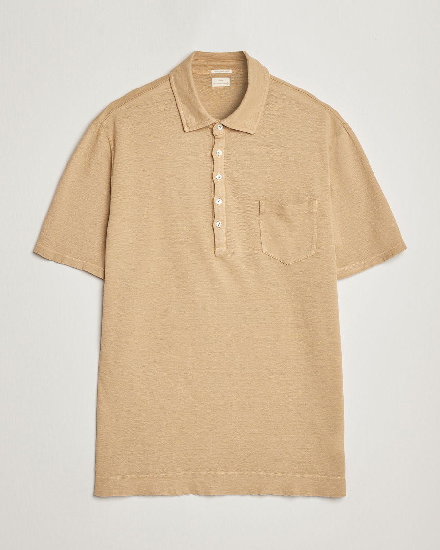 Homme | Polos | Massimo Alba | Wembley Linen Polo Sand