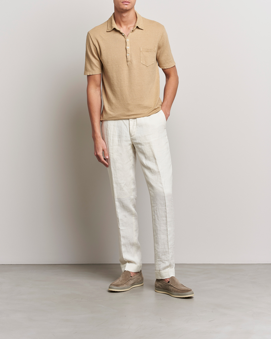 Homme | Polos | Massimo Alba | Wembley Linen Polo Sand
