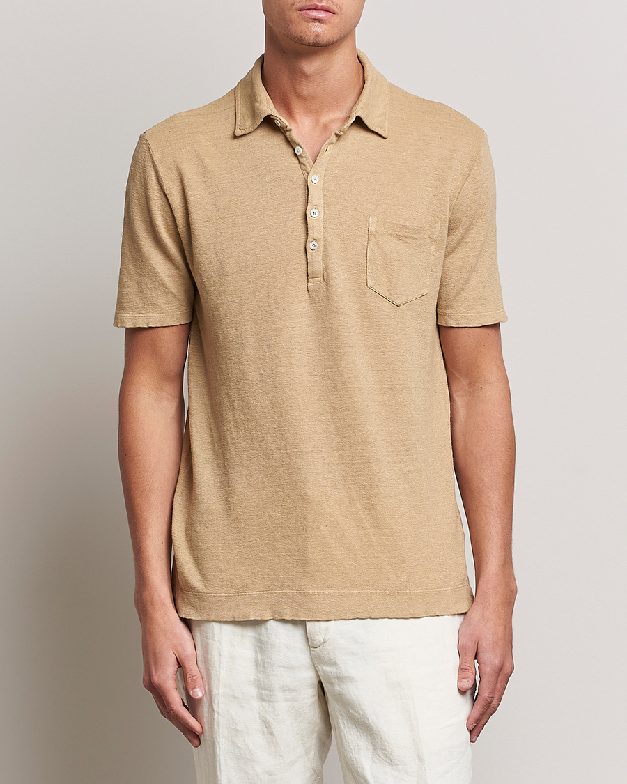 Homme | Polos | Massimo Alba | Wembley Linen Polo Sand