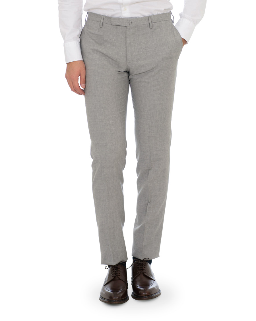 Homme | Pantalons | Incotex | Slim Fit Super 100's Wool Trousers Light Grey