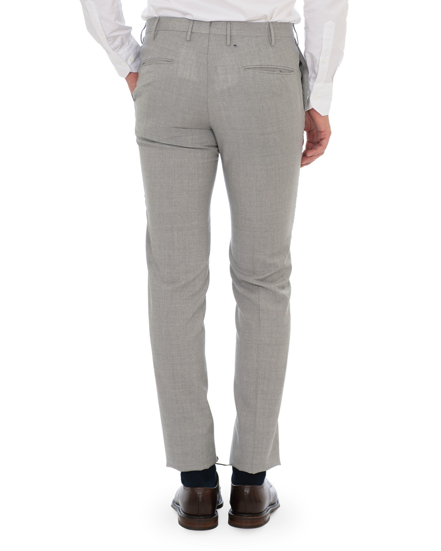 Homme | Pantalons | Incotex | Slim Fit Super 100's Wool Trousers Light Grey