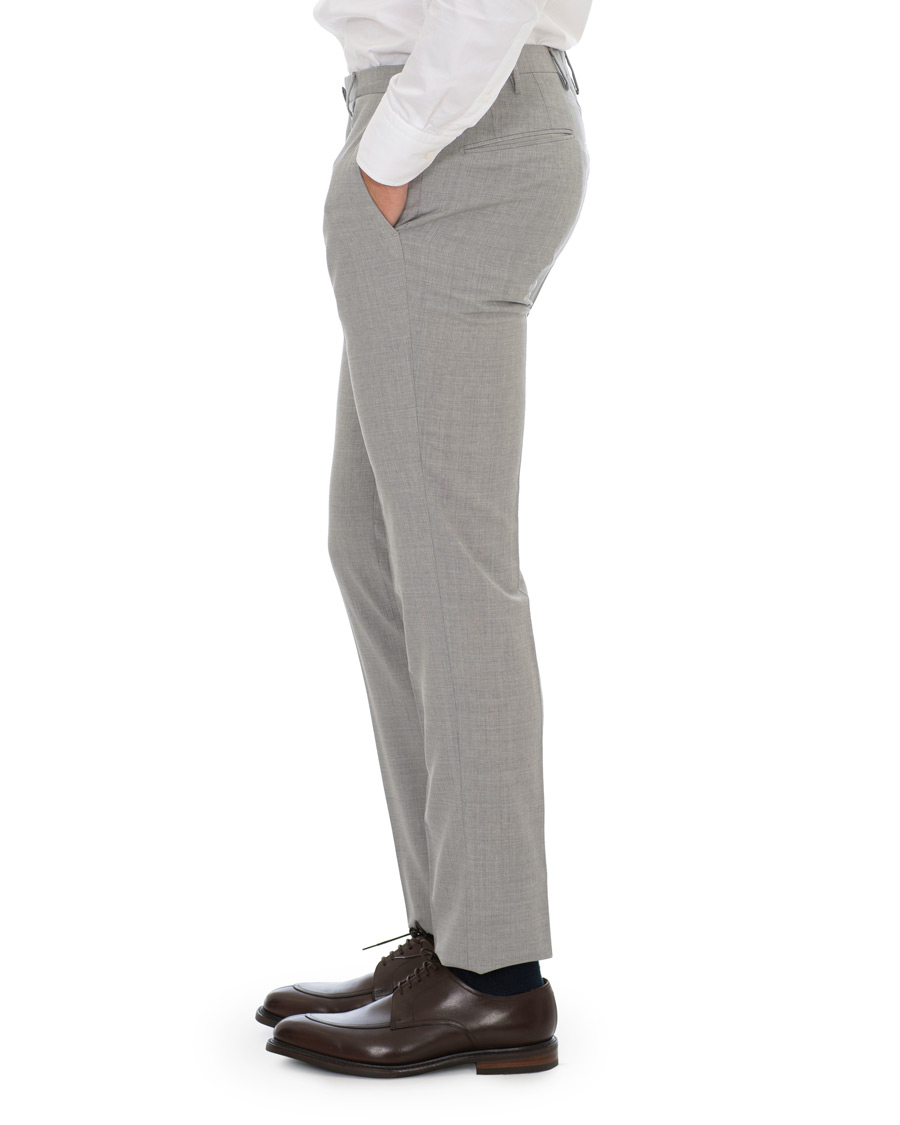 Homme | Pantalons | Incotex | Slim Fit Super 100's Wool Trousers Light Grey