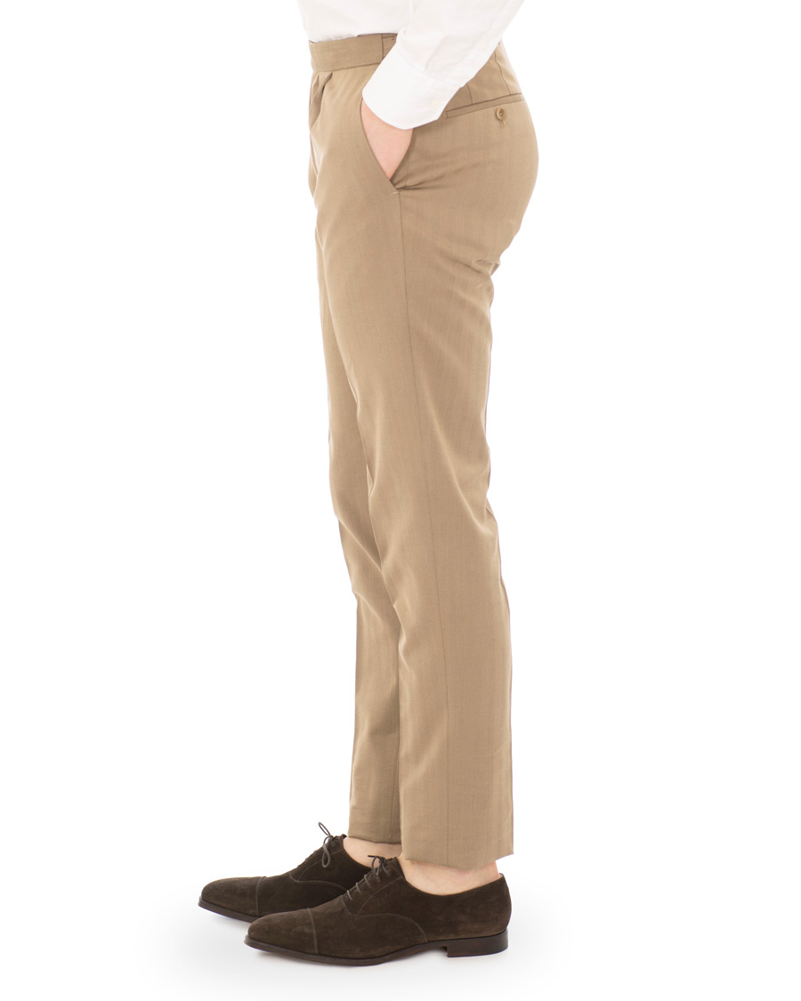Homme | Pantalons | Incotex | Solaro High Waist Side Adjuster Pleated Chino Tobacco