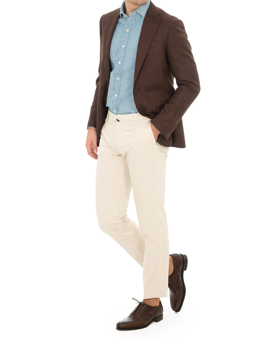 Homme | Pantalons | Incotex | Slim Fit Stretch Chinos Off White