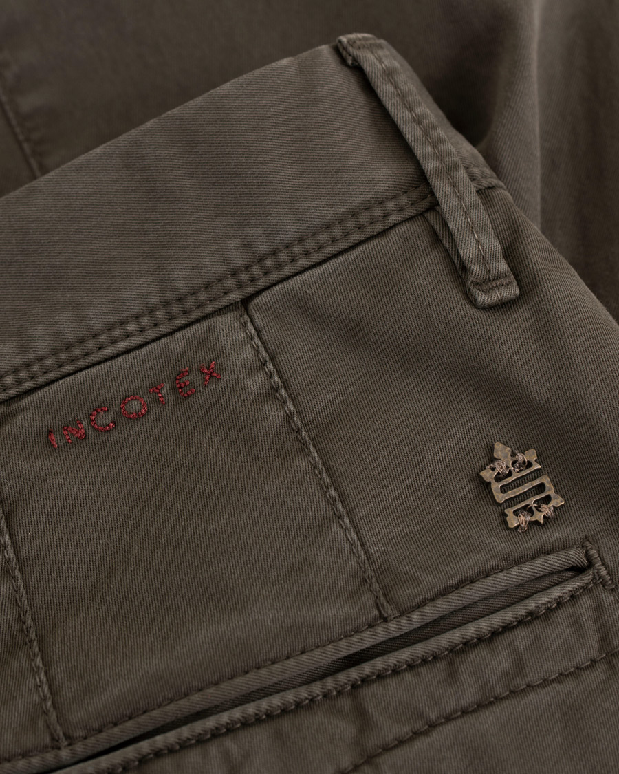 Homme | Pantalons | Incotex | Slim Fit Stretch Slacks Dark Brown
