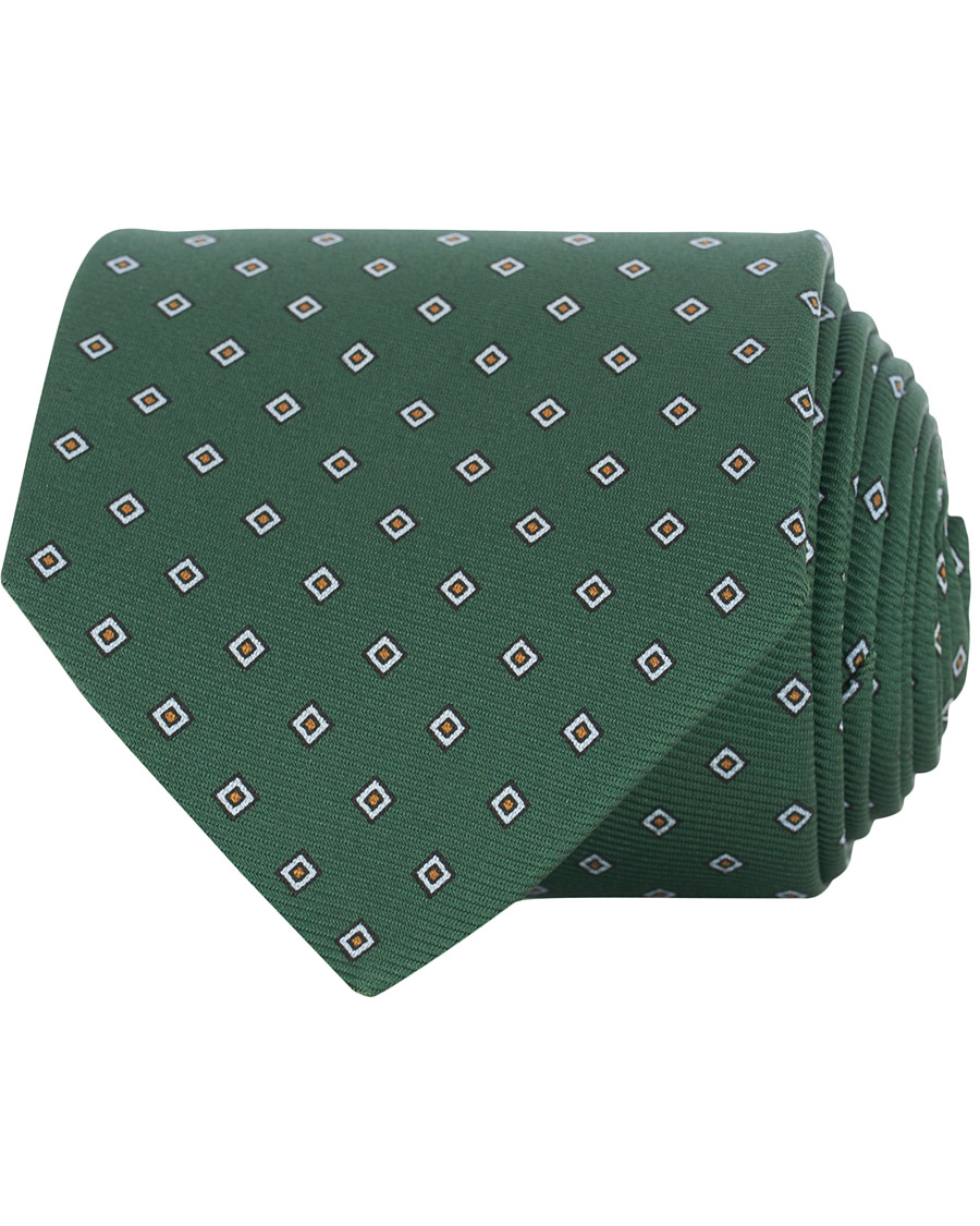 Homme | Drake's Navy Tip Silk 50oz Foulard 8 cm Tie Green | Drake's | Navy Tip Silk 50oz Foulard 8 cm Tie Green