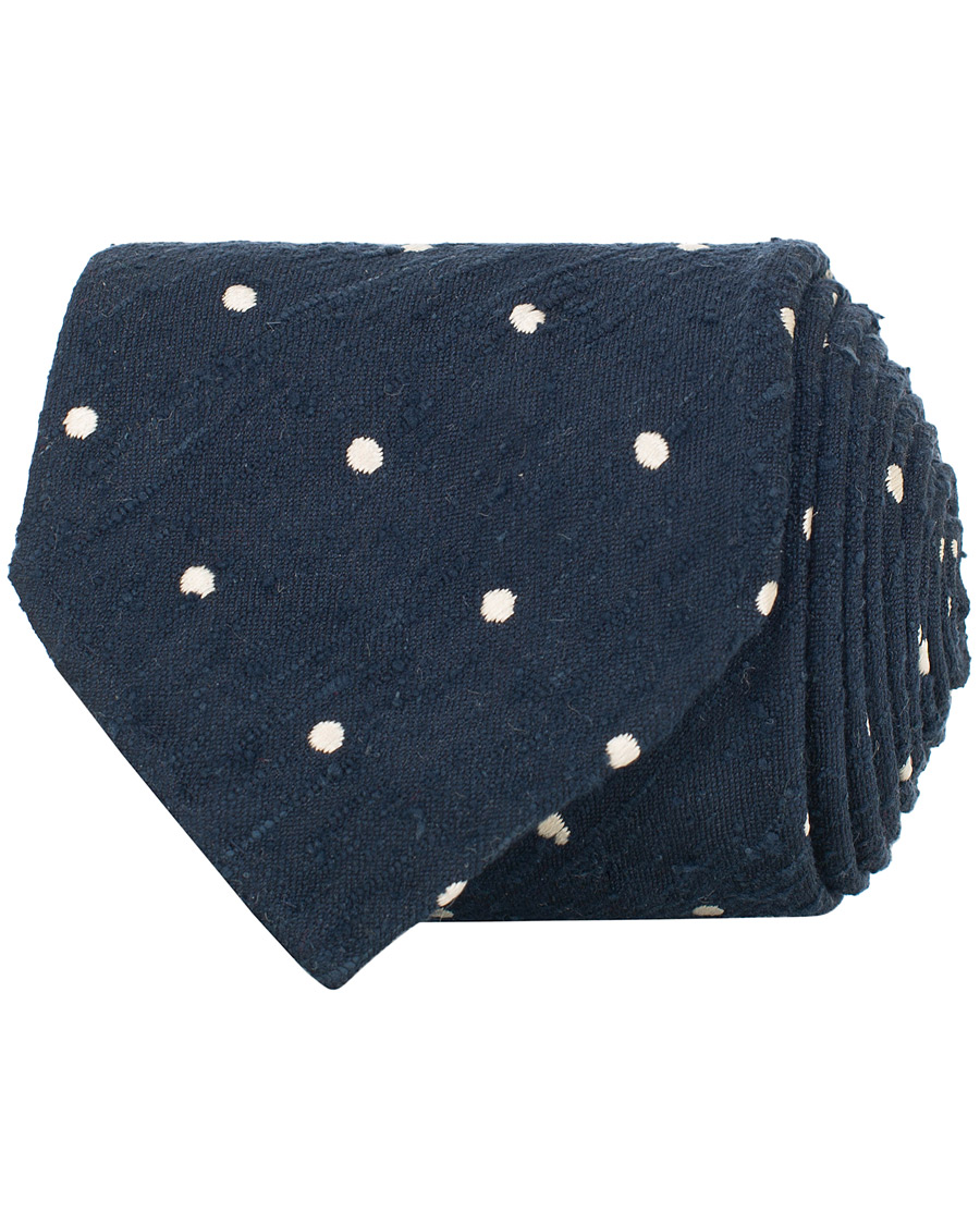 Homme | Drake's Hand Rolled Shantung Silk 8 cm Tie Navy | Drake's | Hand Rolled Shantung Silk 8 cm Tie Navy