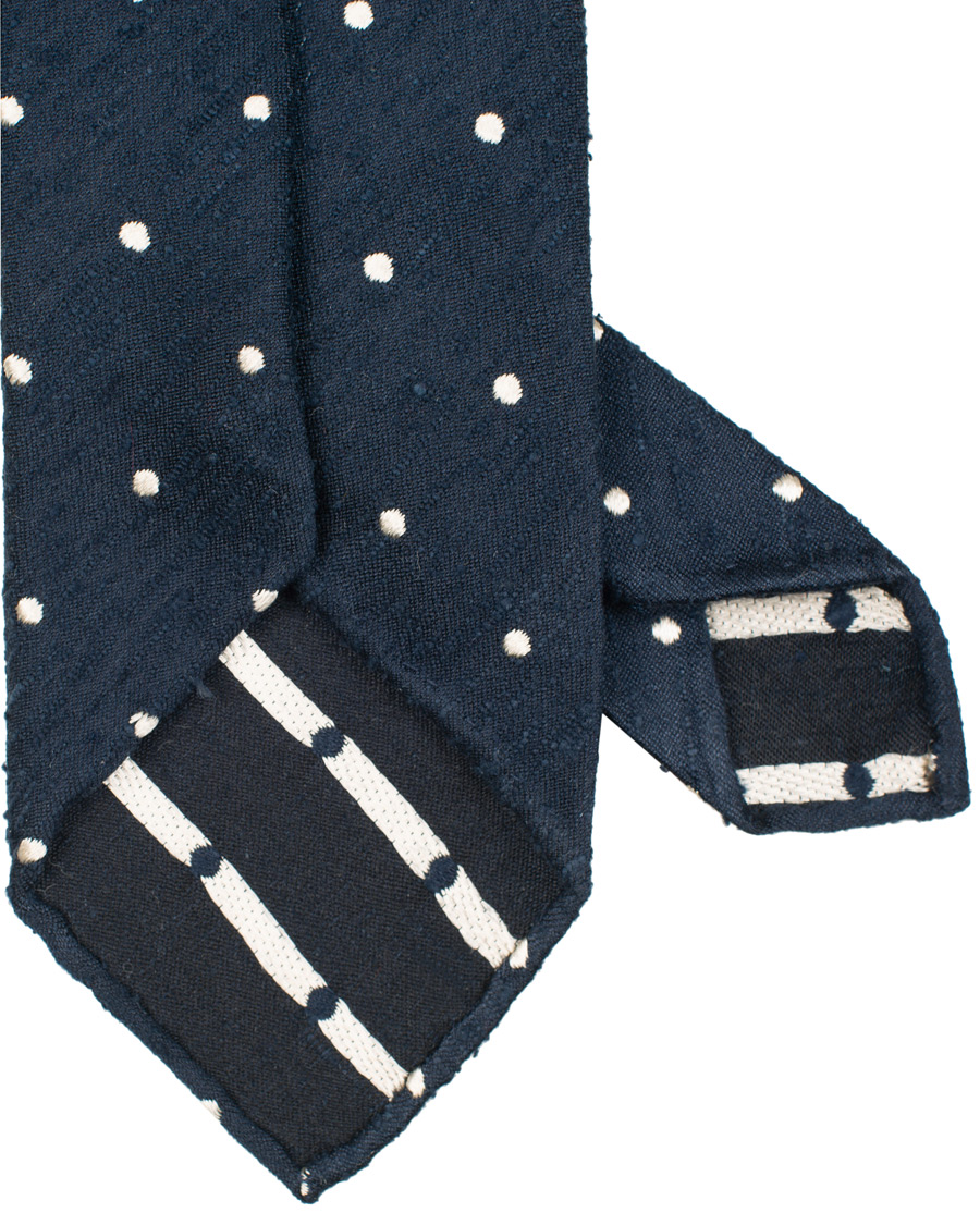 Homme | Drake's Hand Rolled Shantung Silk 8 cm Tie Navy | Drake's | Hand Rolled Shantung Silk 8 cm Tie Navy