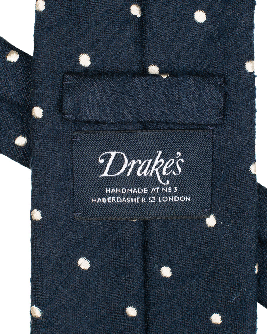 Homme | Drake's Hand Rolled Shantung Silk 8 cm Tie Navy | Drake's | Hand Rolled Shantung Silk 8 cm Tie Navy