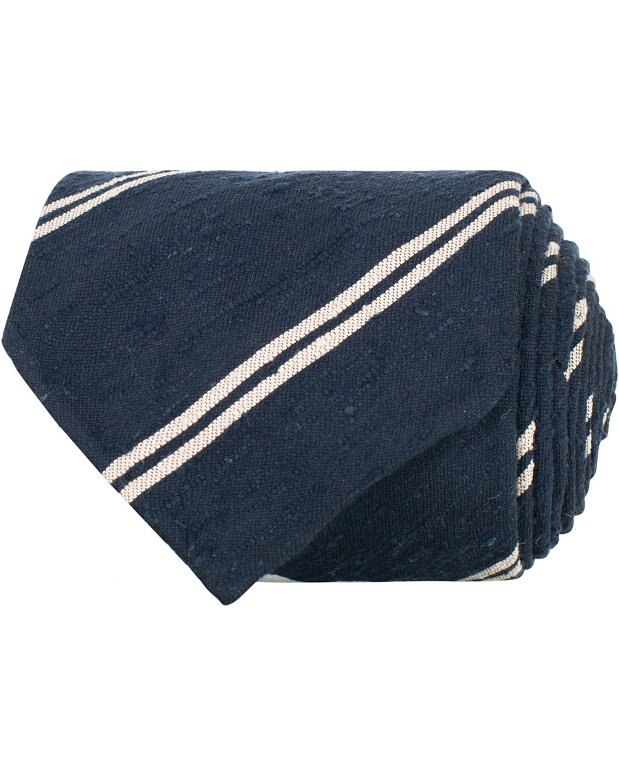 Homme | Drake's Hand Rolled Shantung Silk 8 cm Tie Navy | Drake's | Hand Rolled Shantung Silk 8 cm Tie Navy