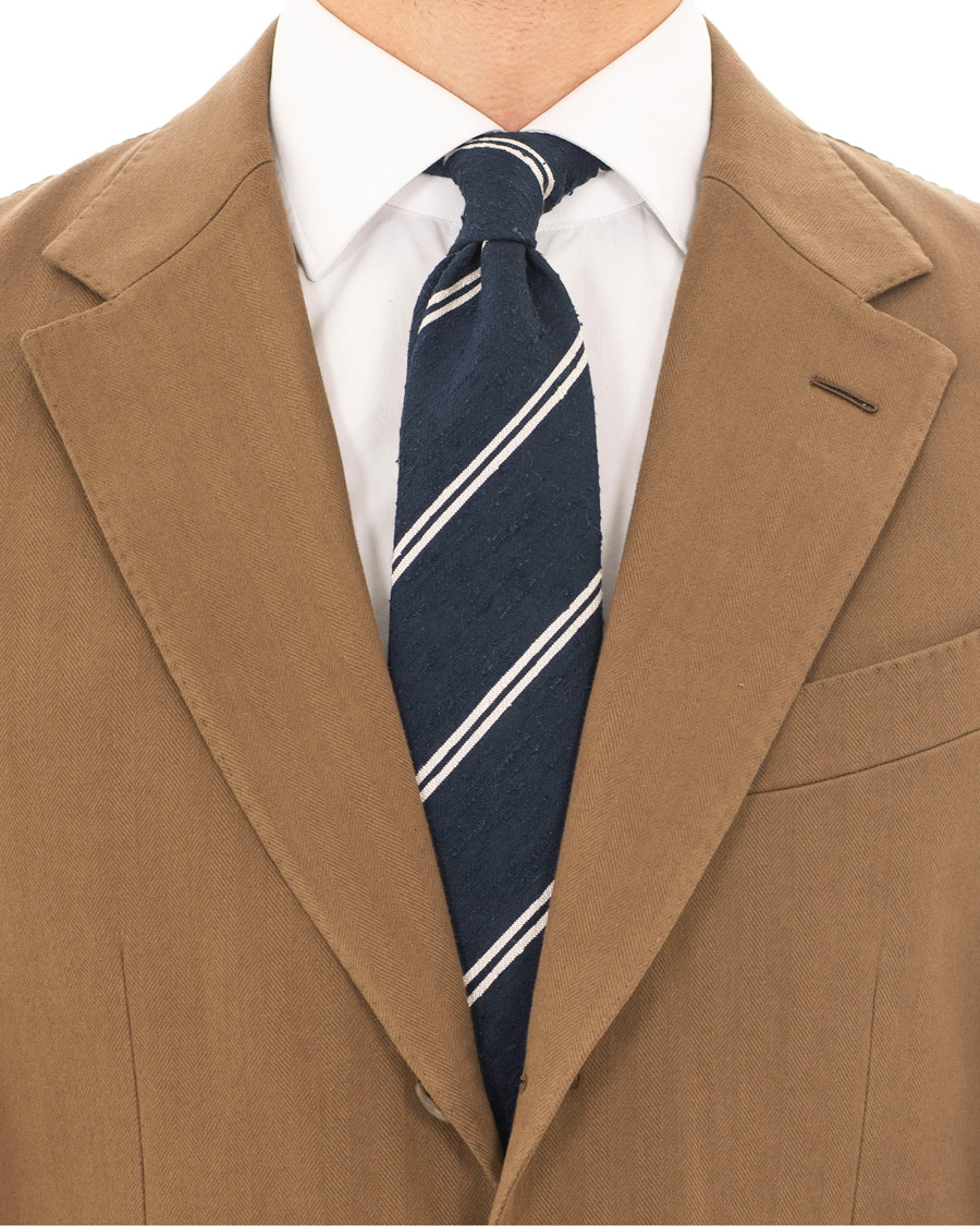 Homme | Drake's Hand Rolled Shantung Silk 8 cm Tie Navy | Drake's | Hand Rolled Shantung Silk 8 cm Tie Navy