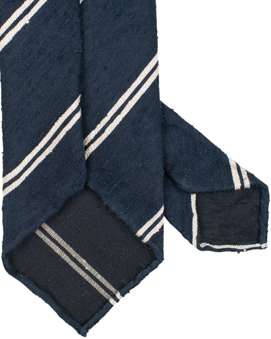 Homme | Drake's Hand Rolled Shantung Silk 8 cm Tie Navy | Drake's | Hand Rolled Shantung Silk 8 cm Tie Navy