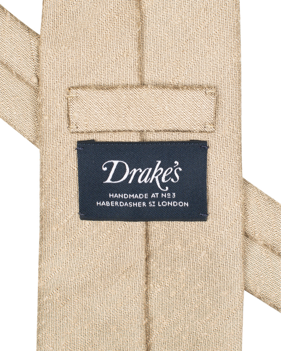 Homme | Drake's Hand Rolled Shantung Silk 8 cm Tie Beige | Drake's | Hand Rolled Shantung Silk 8 cm Tie Beige