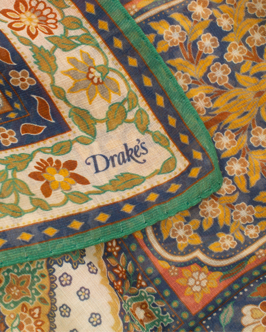 Homme | Drake's Cotton/Modal Patchwork Tapestry Scarf White | Drake's | Cotton/Modal Patchwork Tapestry Scarf White