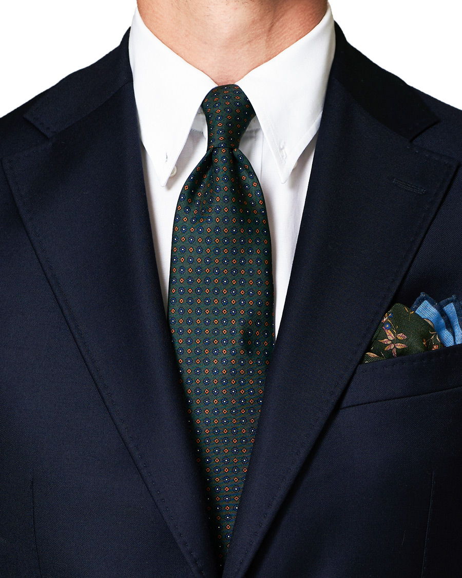 Homme | Drake's MTO Silk 8 cm Tie Green | Drake's | MTO Silk 8 cm Tie Green