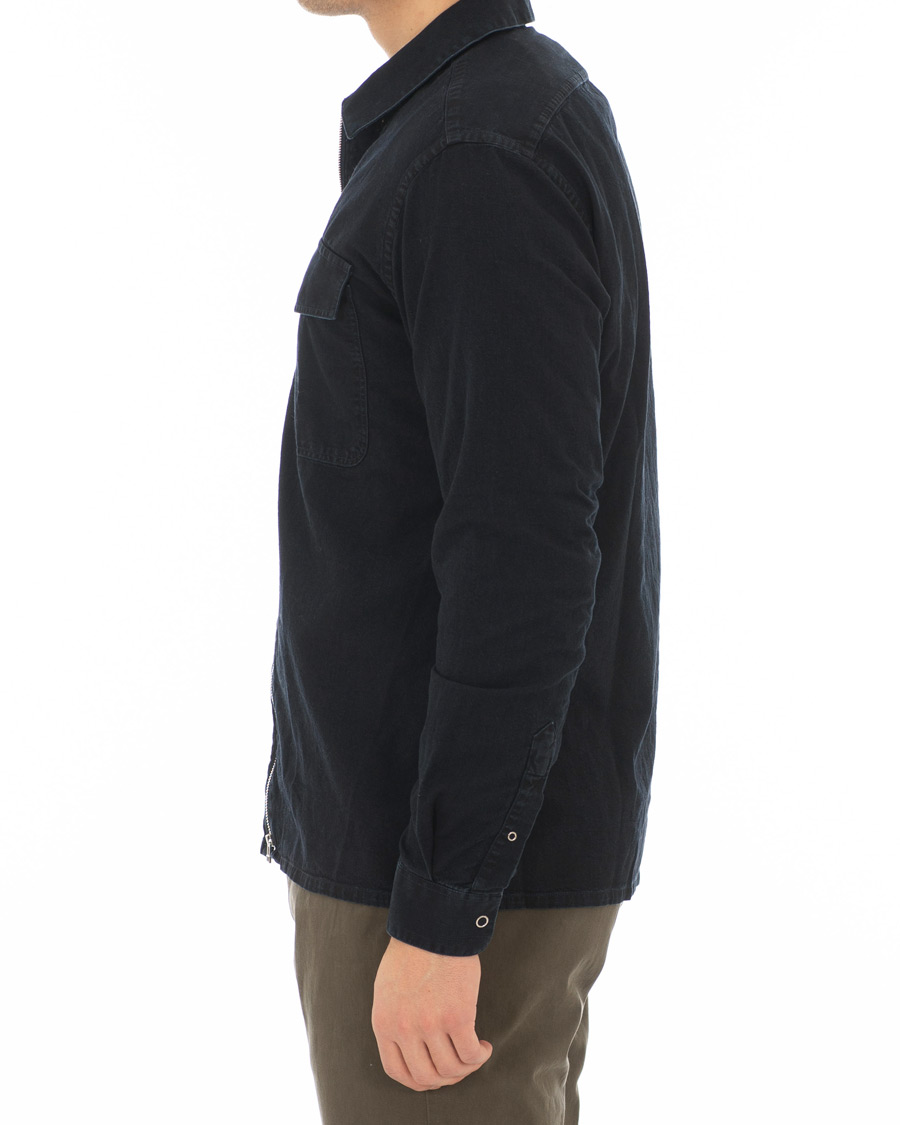Heren | Overhemden | Schnayderman?s | Schnayderman's Cotton Shirt Zip Jacket Dark Blue