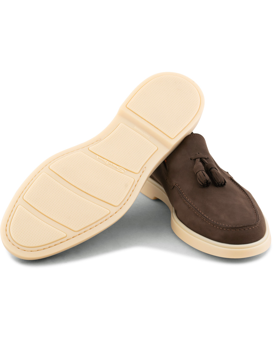 Heren | Santoni Yalta Tassel Loafer Dark Brown Nubuck | Santoni | Yalta Tassel Loafer Dark Brown Nubuck