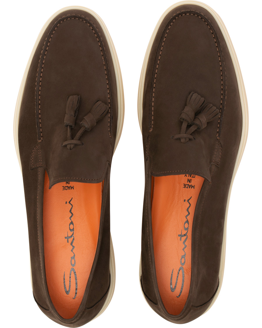 Heren | Santoni Yalta Tassel Loafer Dark Brown Nubuck | Santoni | Yalta Tassel Loafer Dark Brown Nubuck