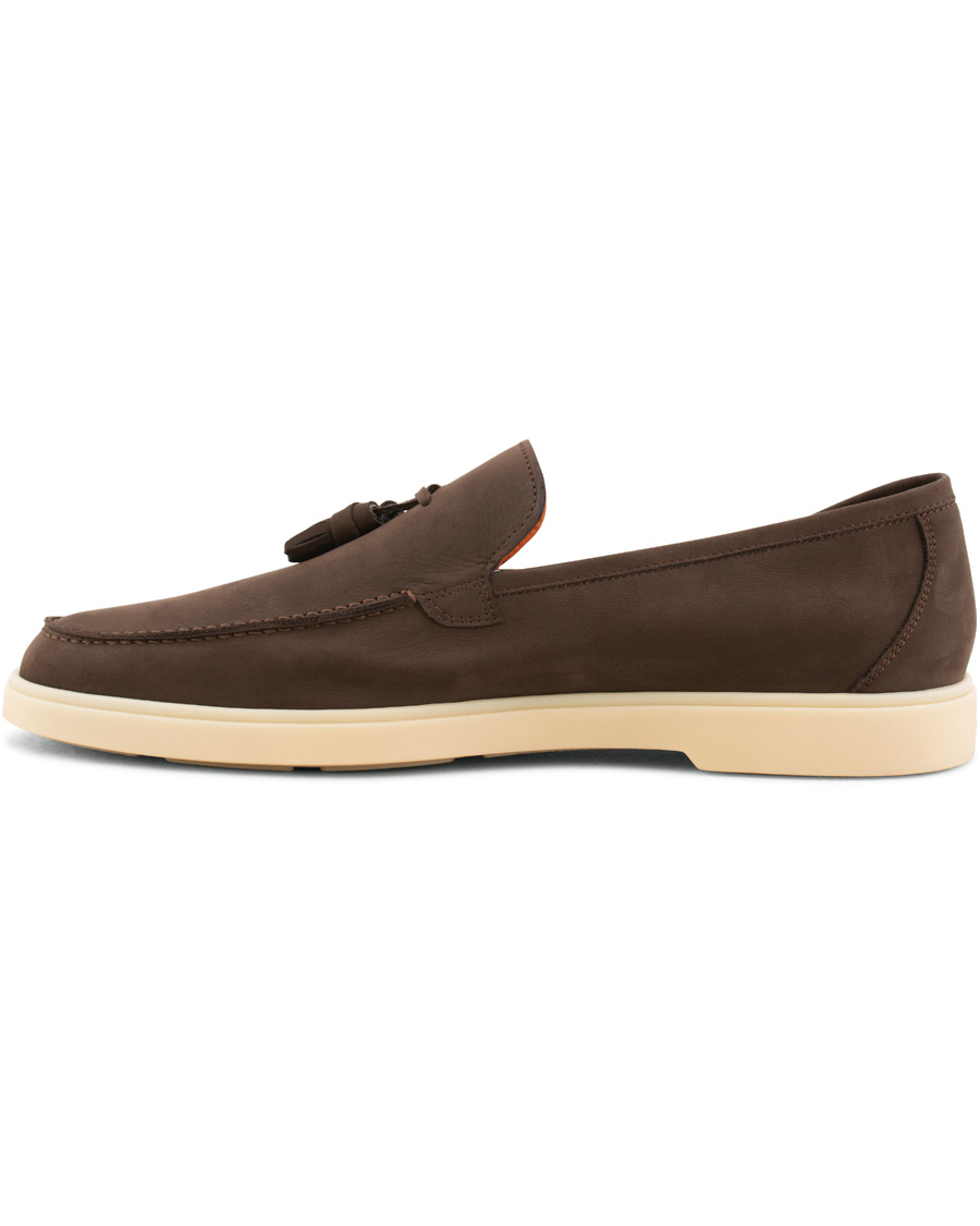 Heren | Santoni Yalta Tassel Loafer Dark Brown Nubuck | Santoni | Yalta Tassel Loafer Dark Brown Nubuck